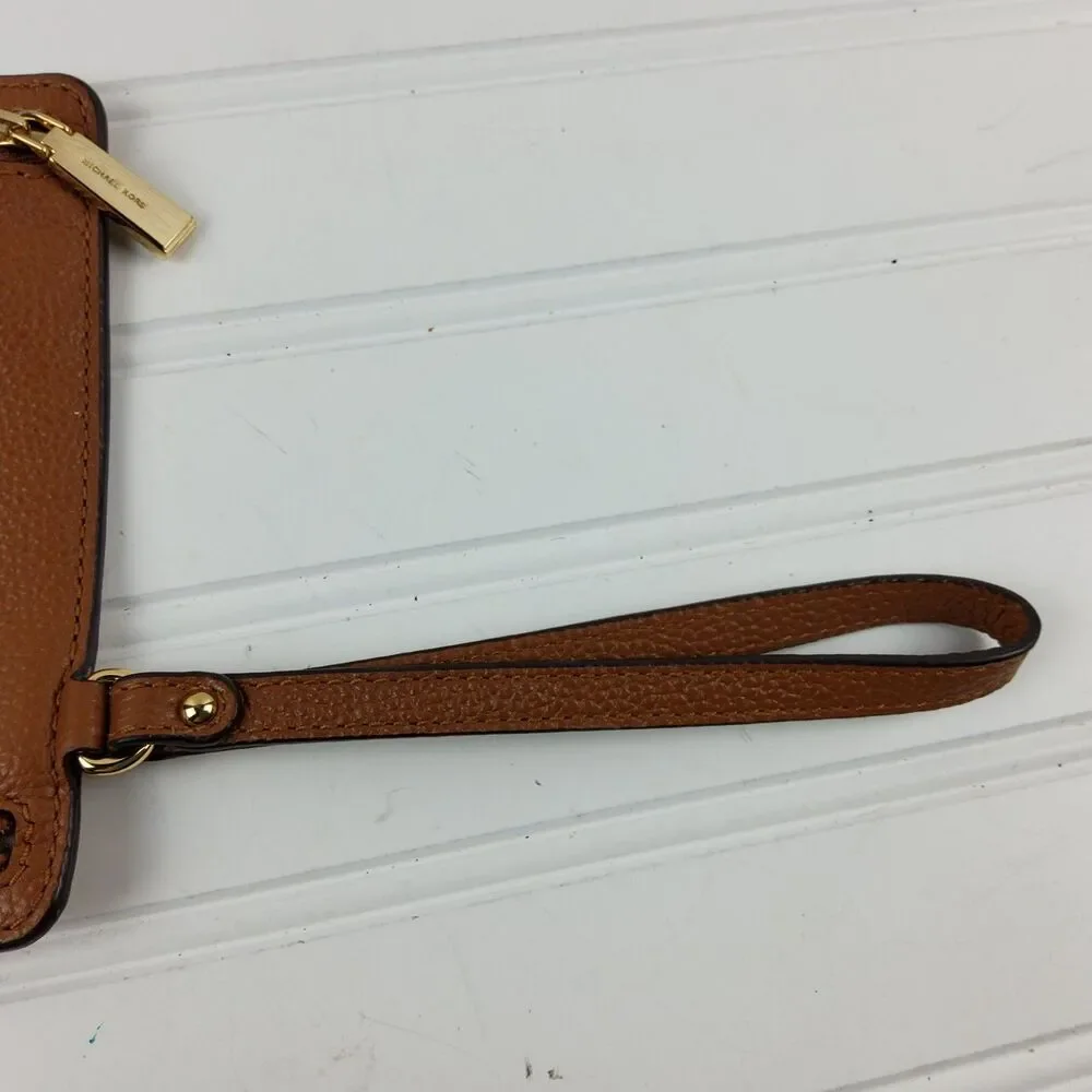 Michael Kors MK Pebbled Leather Double Zip Pouch Wristlet Clutch Wallet